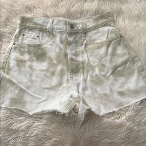 PacSun White and Green Jean Shorts
